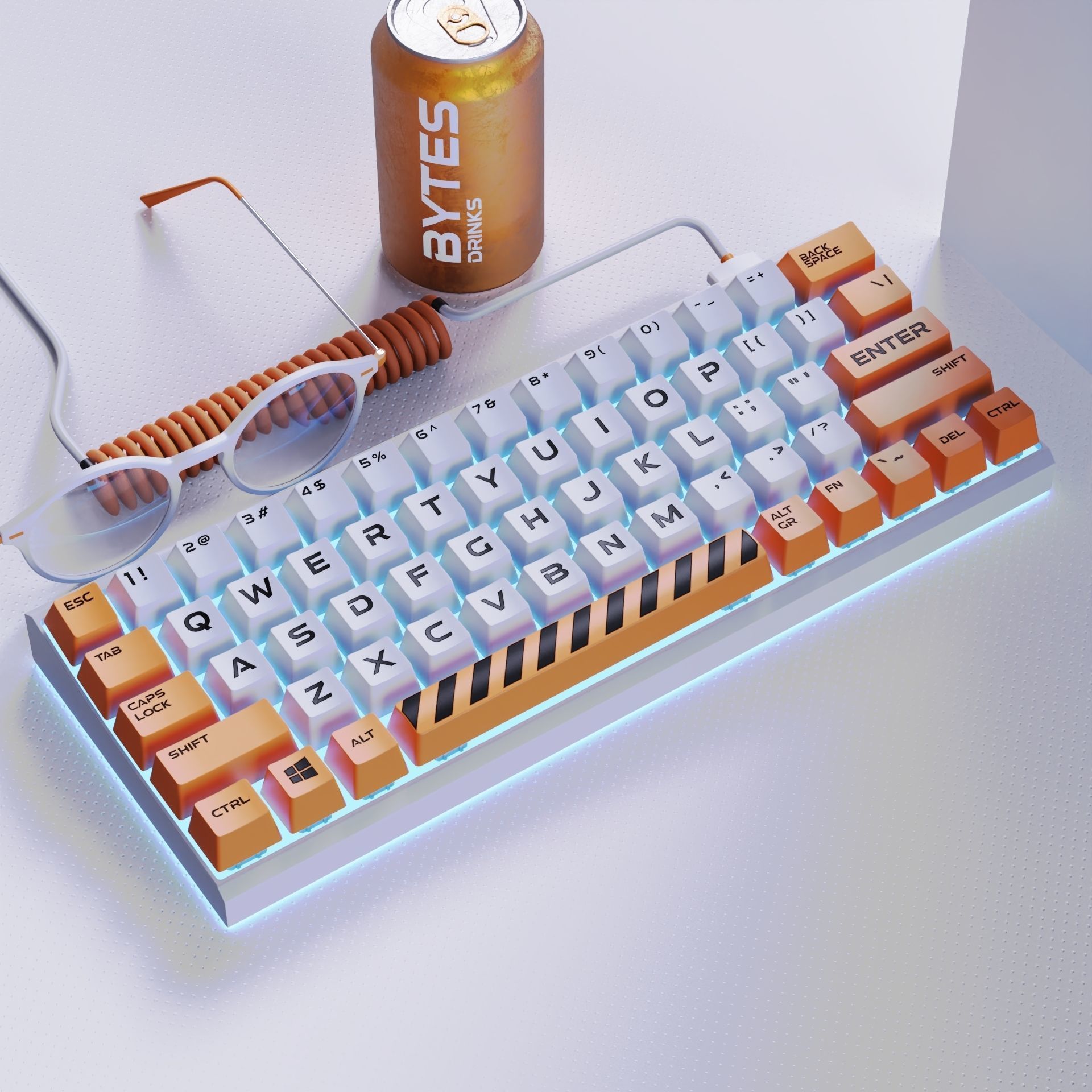 Gaming Keyboard Mid Poly 3D model_8