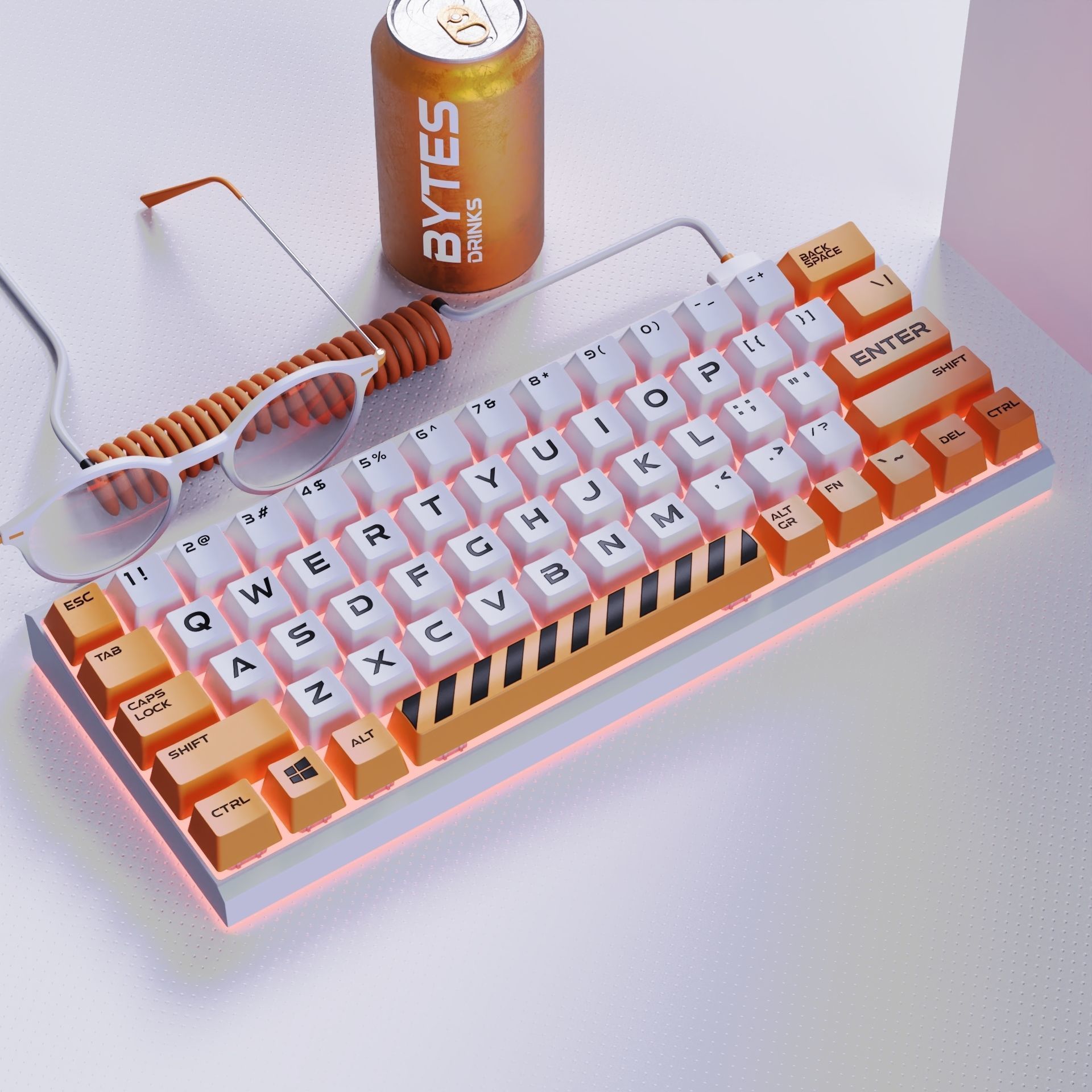 Gaming Keyboard Mid Poly 3D model_11