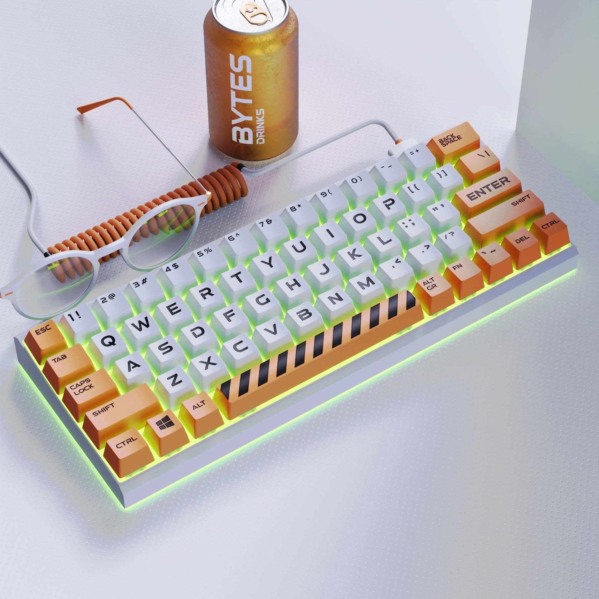 Gaming Keyboard Mid Poly 3D model_10