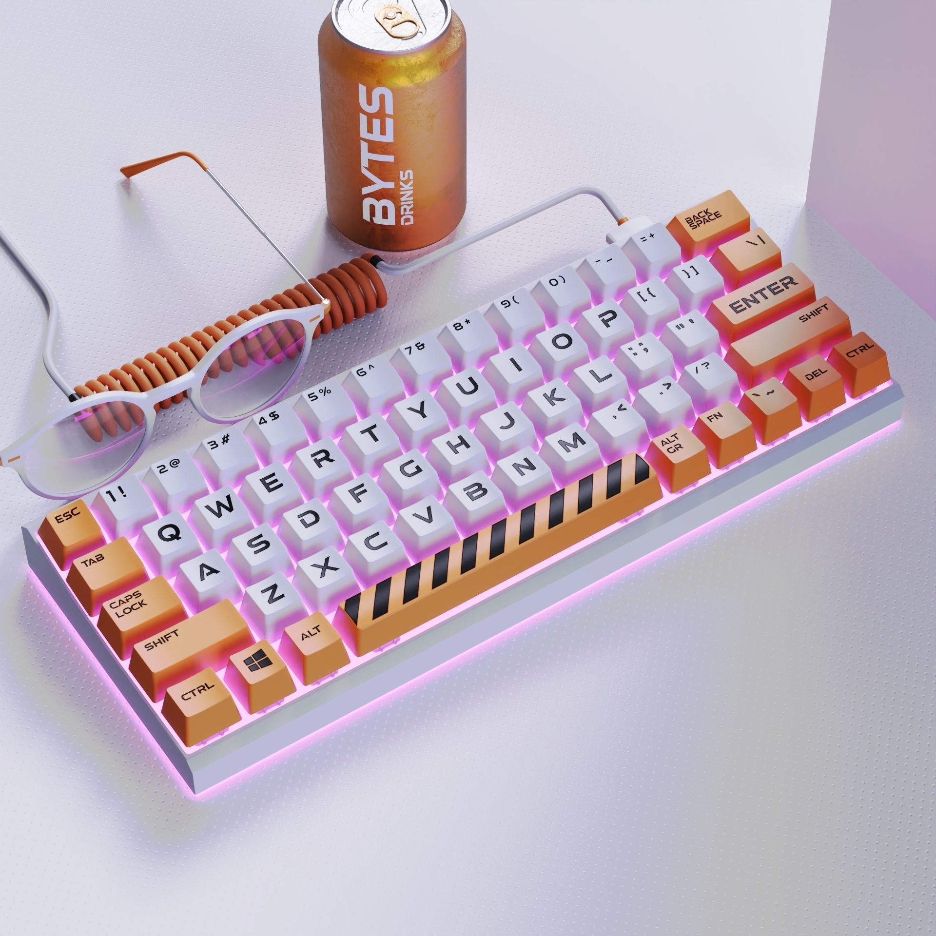 Gaming Keyboard Mid Poly 3D model_9