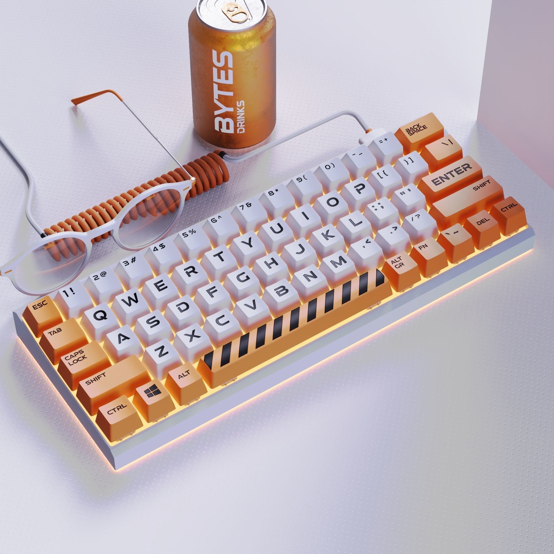 Gaming Keyboard Mid Poly 3D model_7