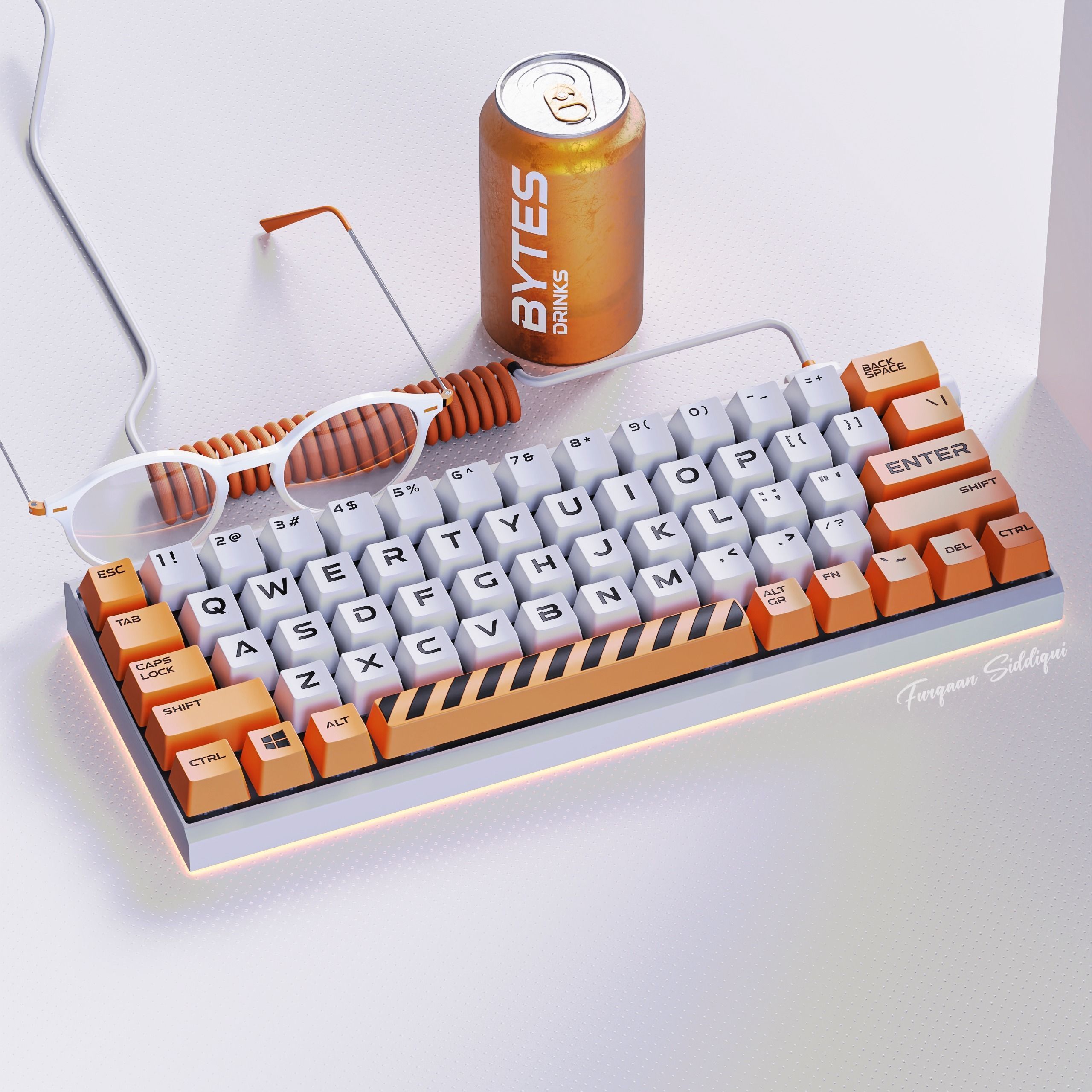 Gaming Keyboard Mid Poly 3D model_5