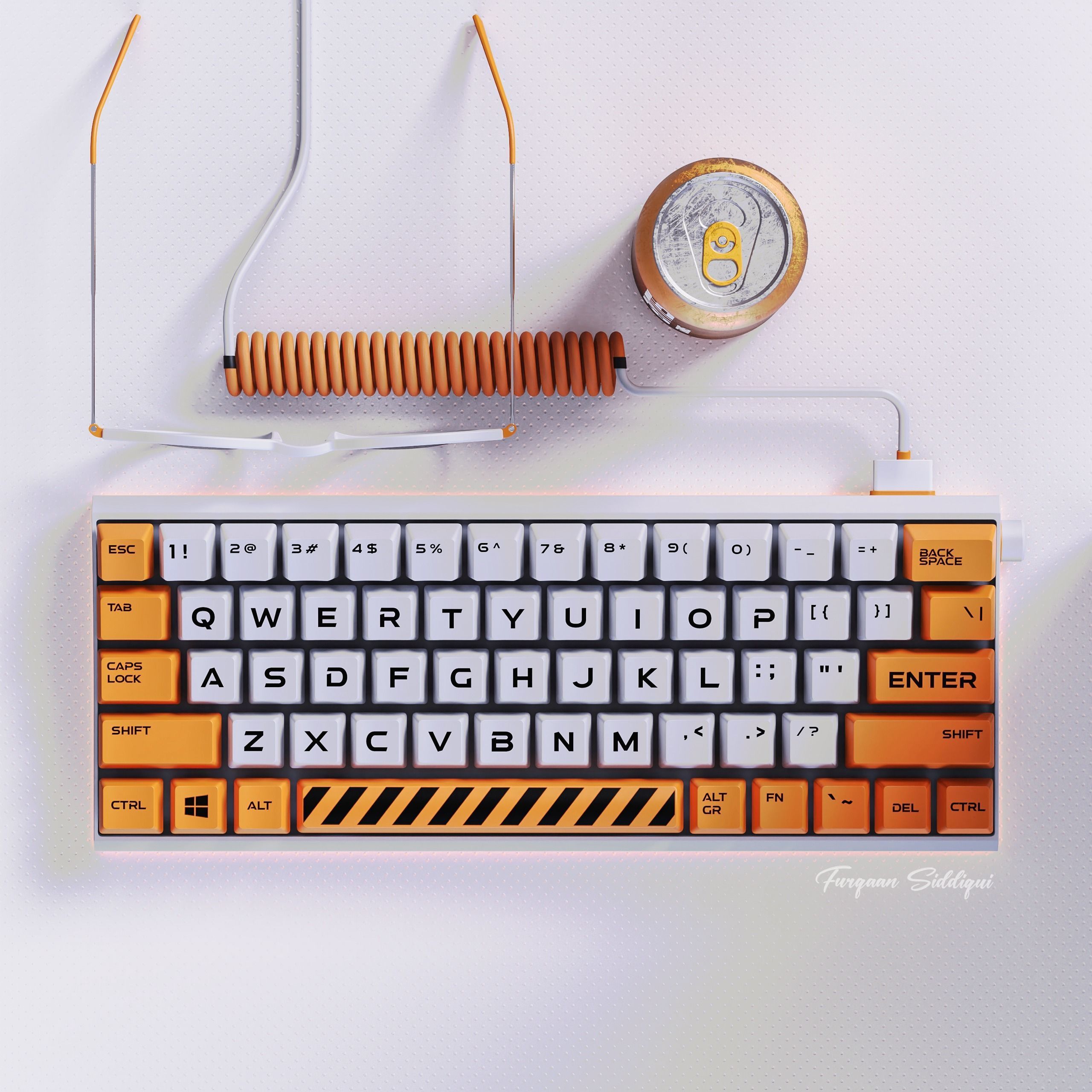 Gaming Keyboard Mid Poly 3D model_6