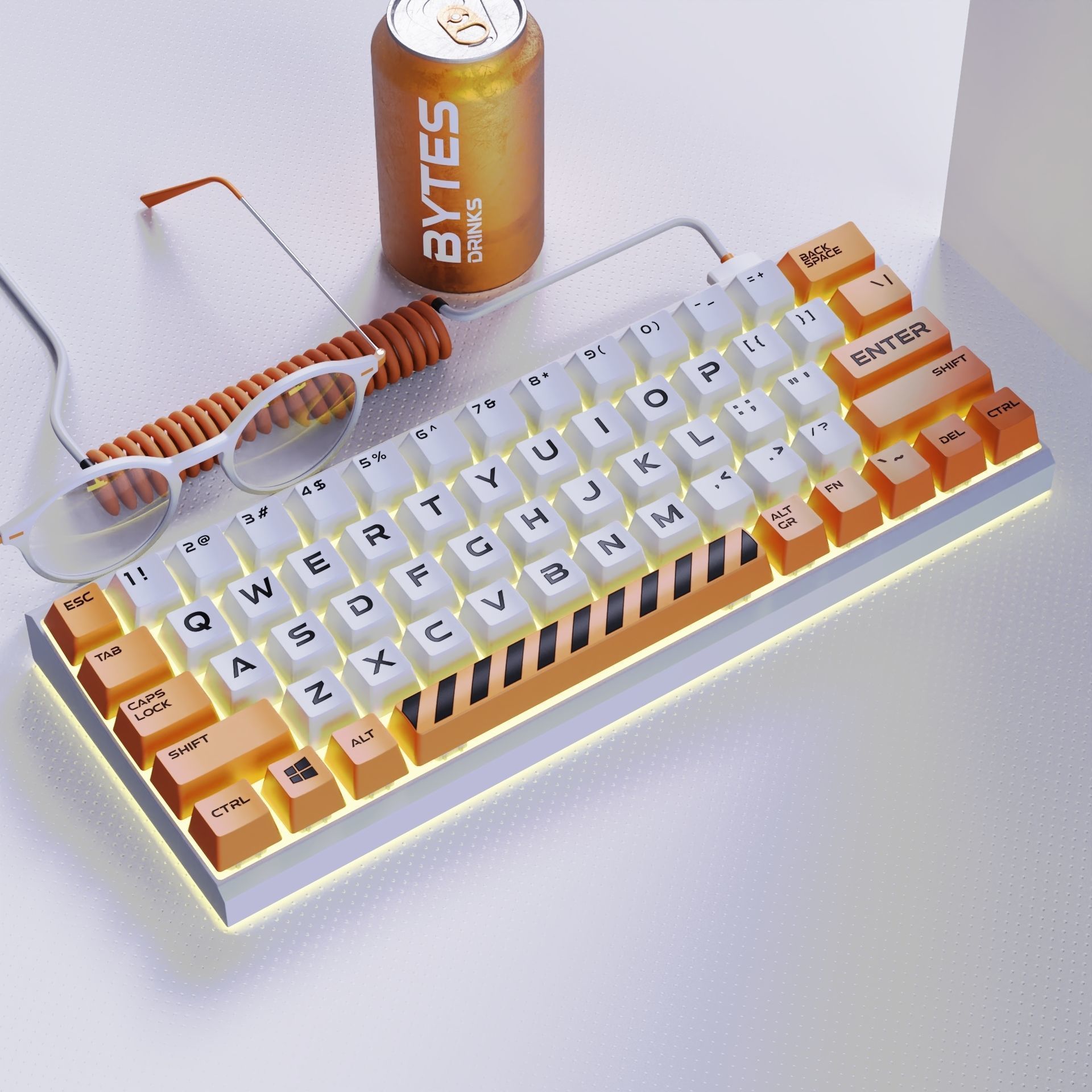 Gaming Keyboard Mid Poly 3D model_12