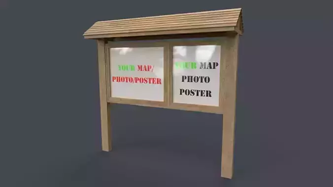 PBR Outdoor Wooden Notice Board A  Low-poly 3D model