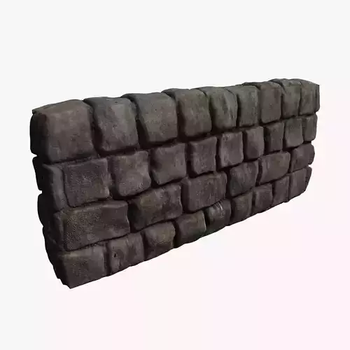 Detailed low poly stone wall Low-poly 3D model