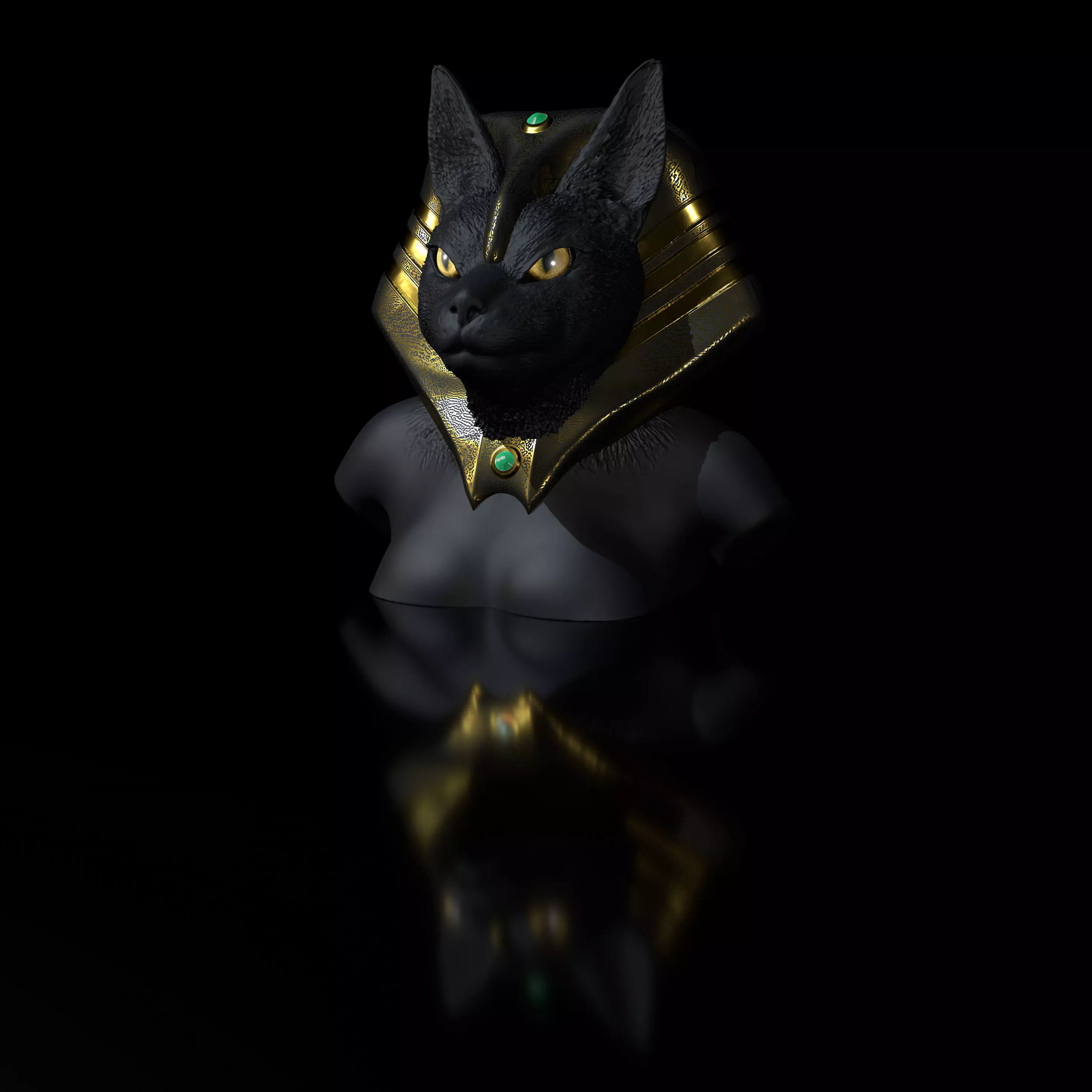 Goddess Bastet Bust 3D print model