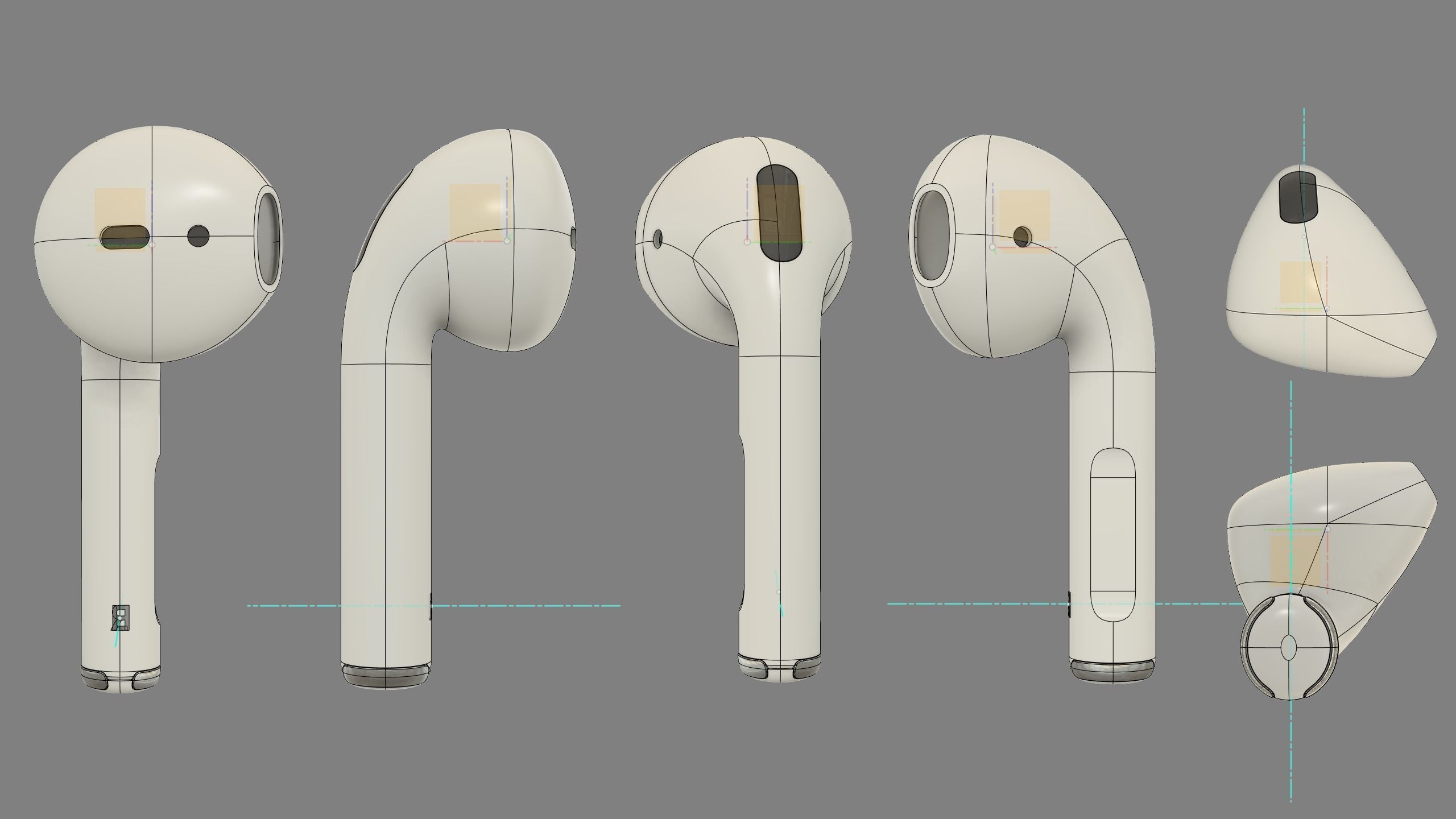 Bluetooth wireless earphone high poly model  3D model_8