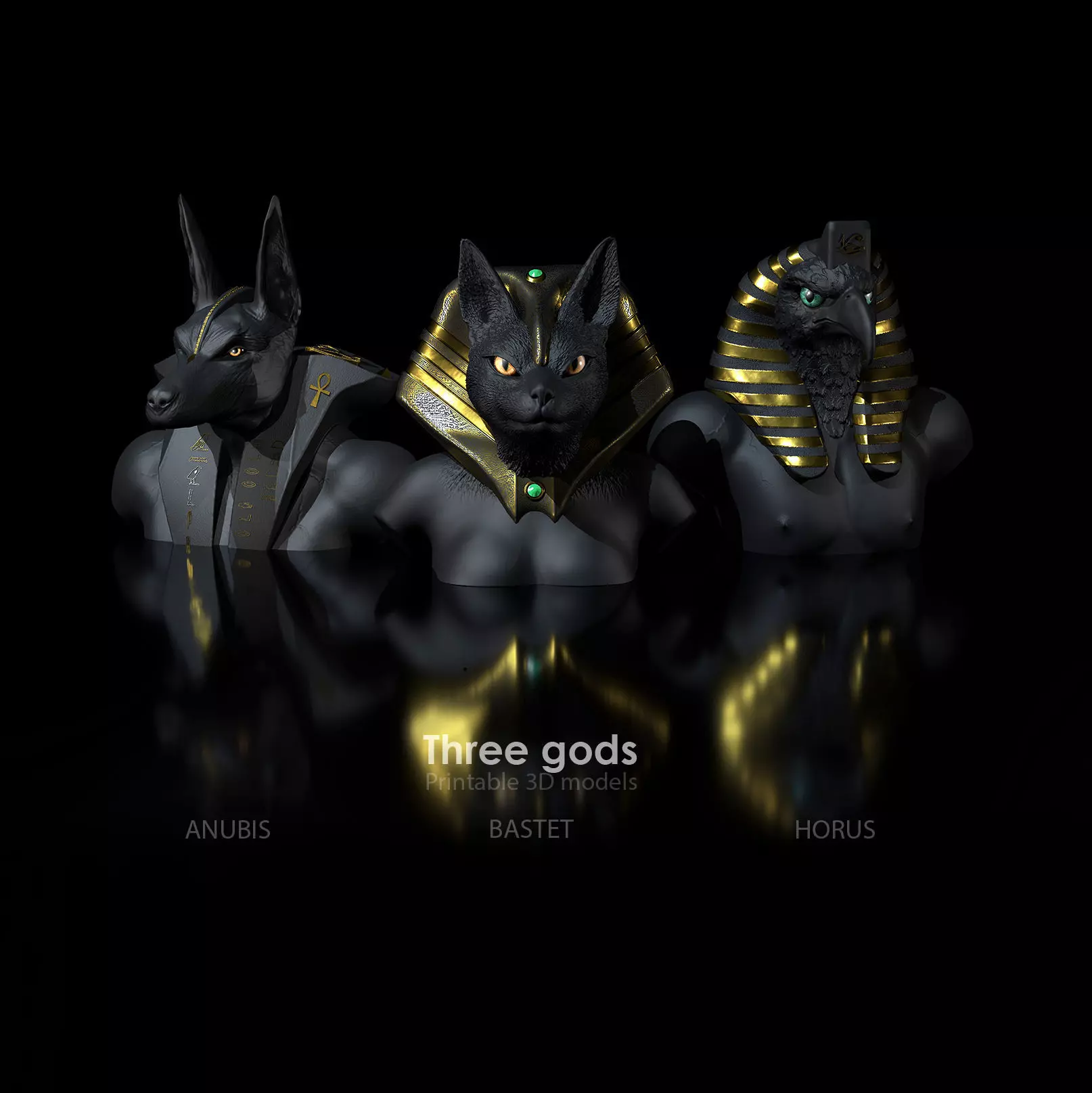 3-Pack - 20 Percent Discount Gods Bastet Anubi Horus Pack 3D print model_0
