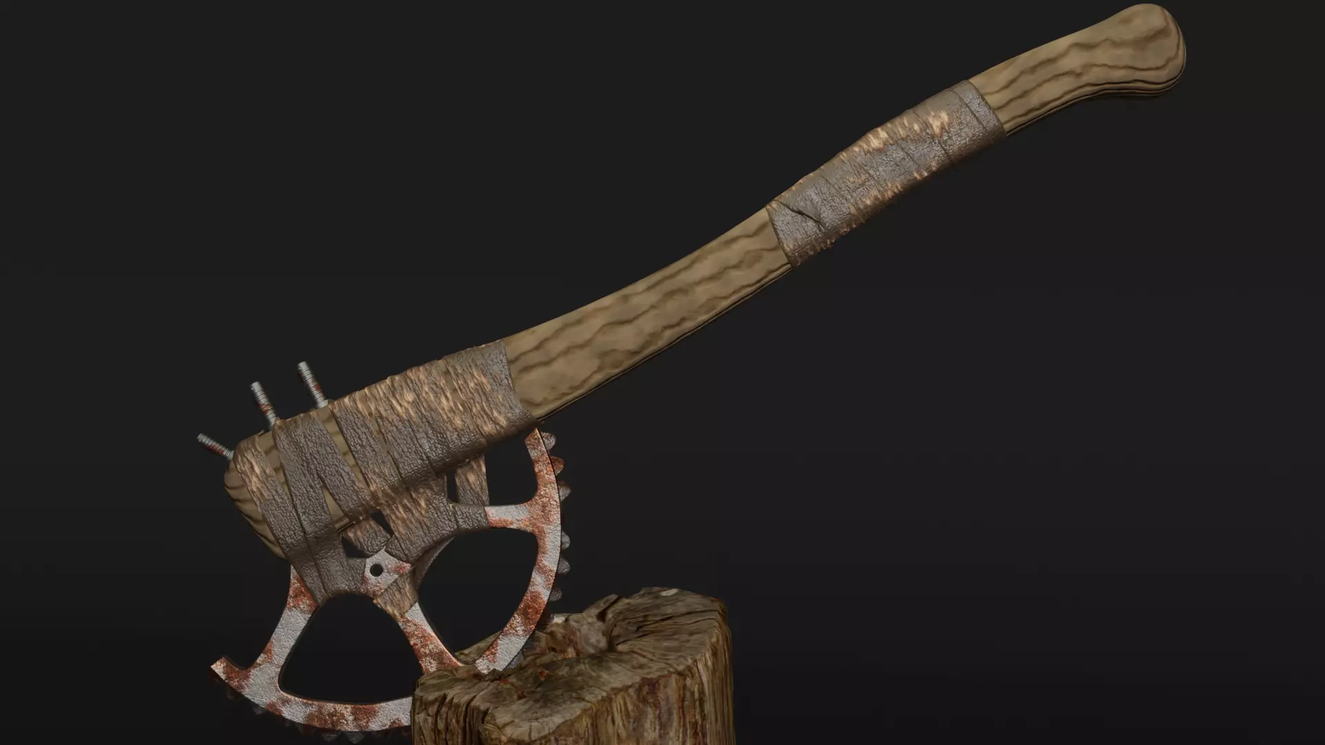 Axe craft Low-poly 3D model_0