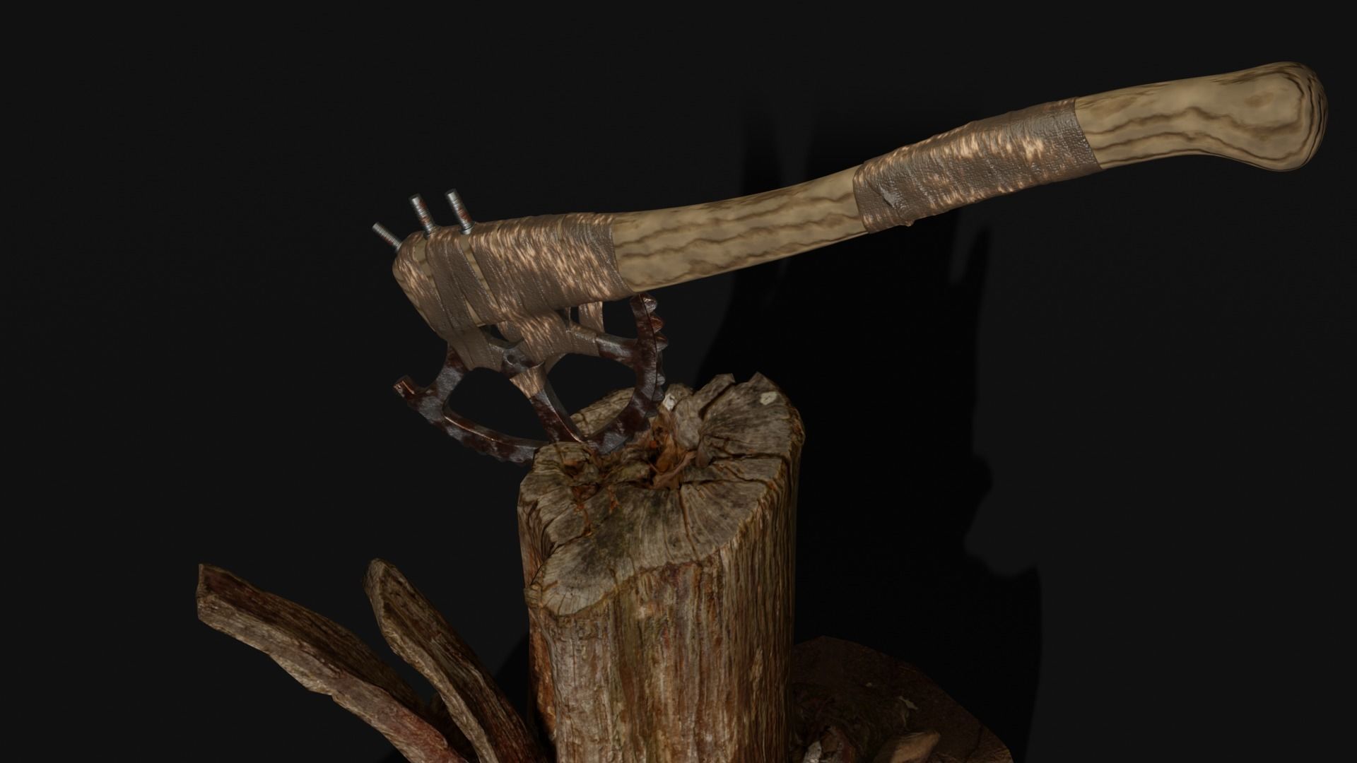 Axe craft Low-poly 3D model_3