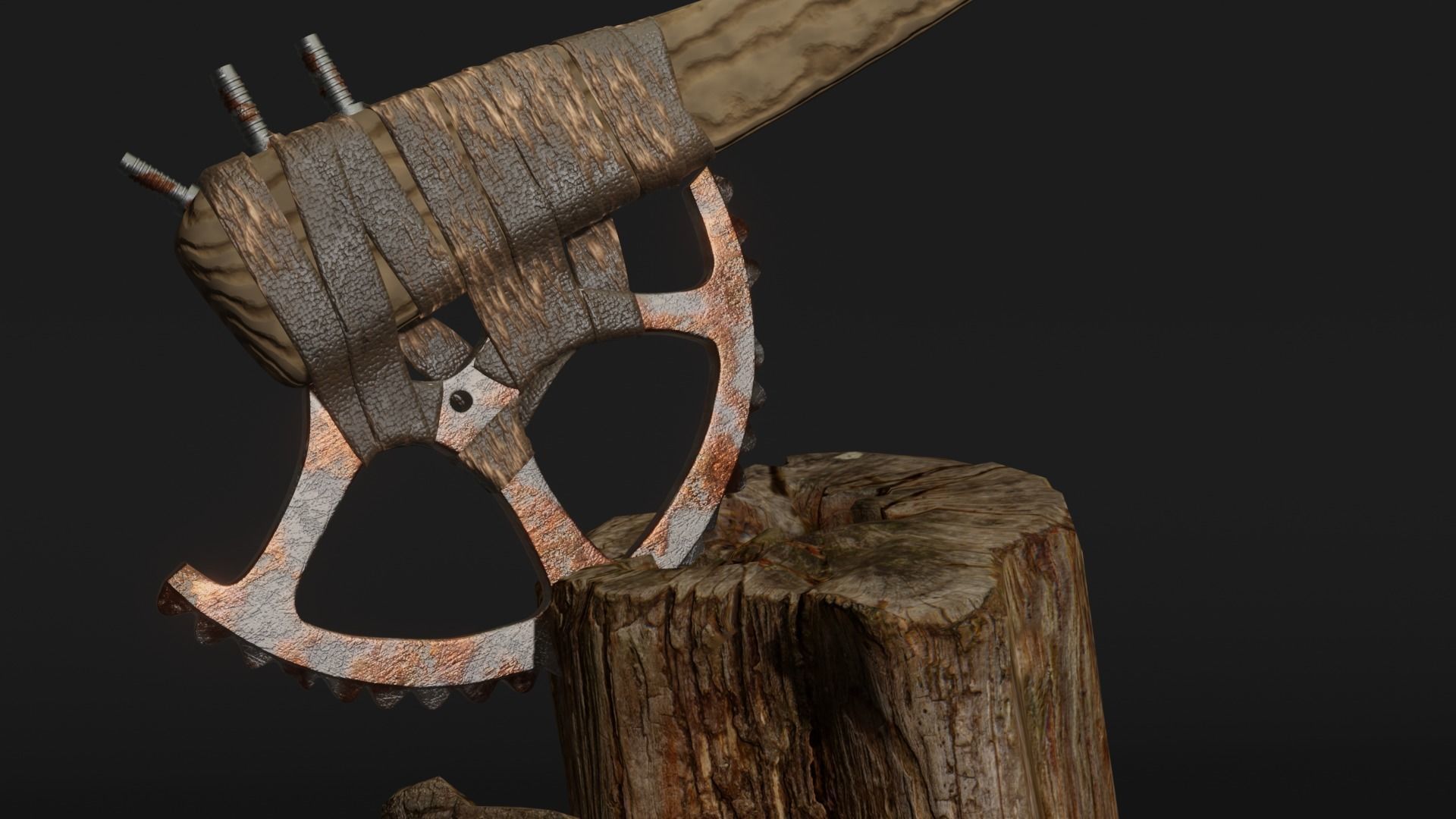 Axe craft Low-poly 3D model_1