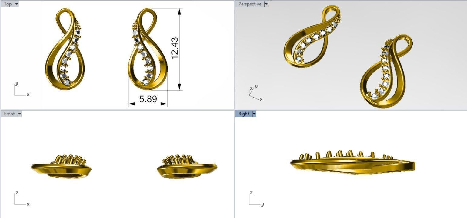 knot earring  3D print model_2