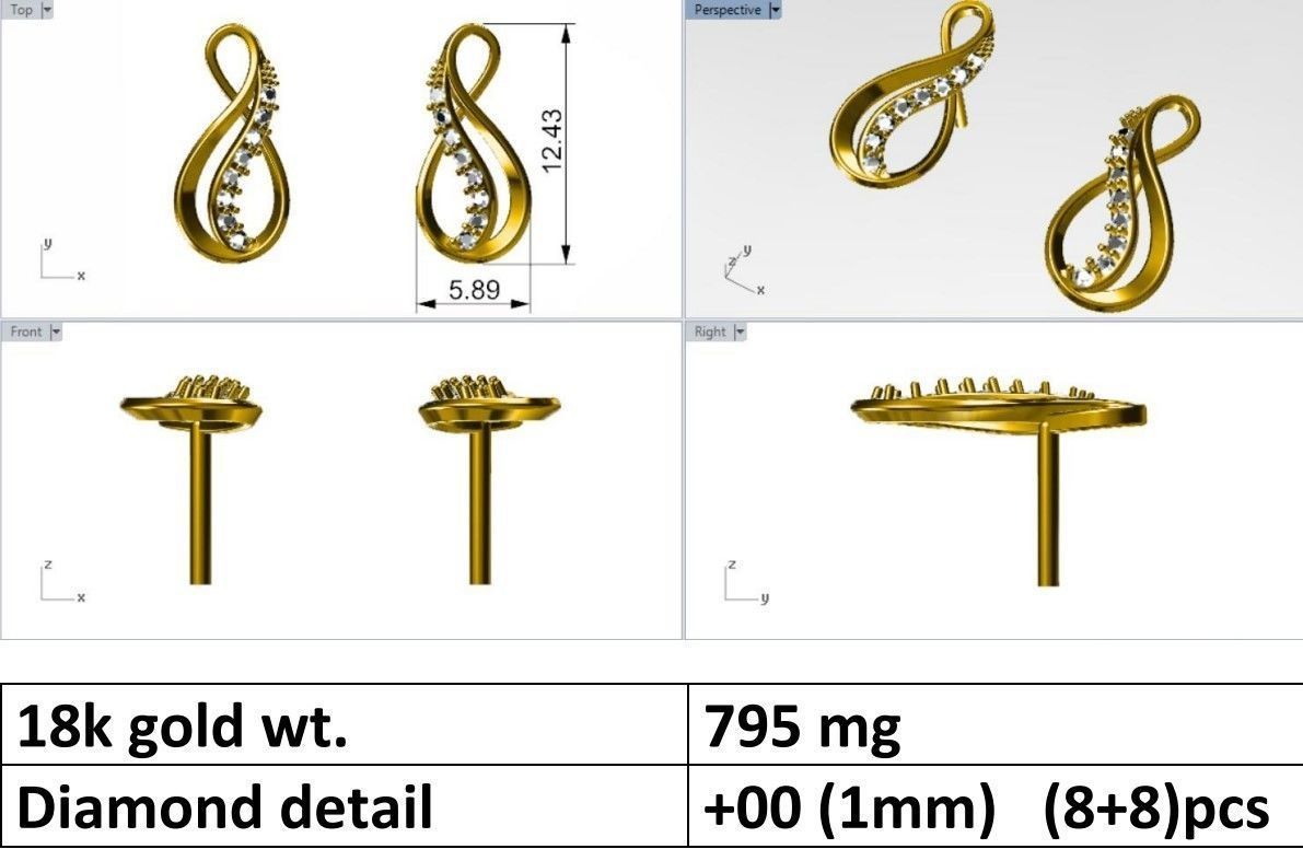 knot earring  3D print model_3