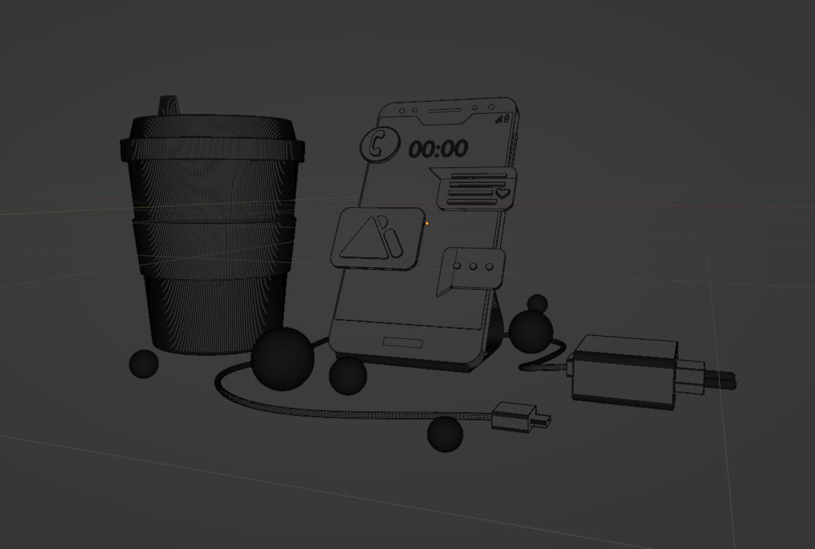 3d Disposable Coffee Cup modeling and mobile with charging 3D model_3