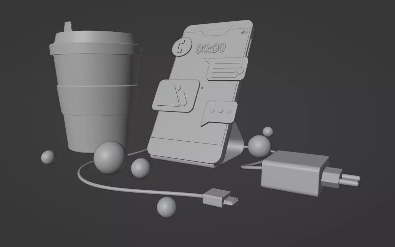 3d Disposable Coffee Cup modeling and mobile with charging 3D model_2