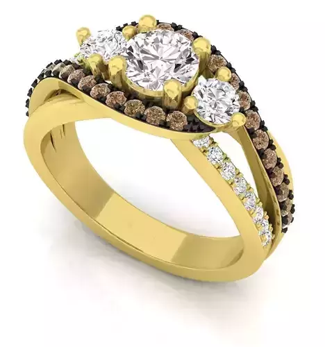 AV 313 Diamond Ladies Swirl Engagement 3 Stone Bridal Ring