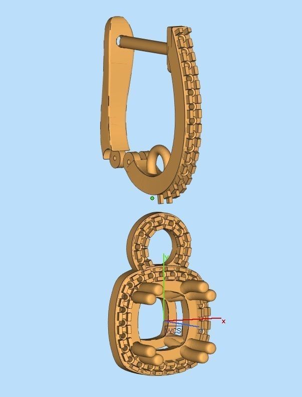 AV 319 Diamond Ladies Dangling Drop Earrings 3D print model_6