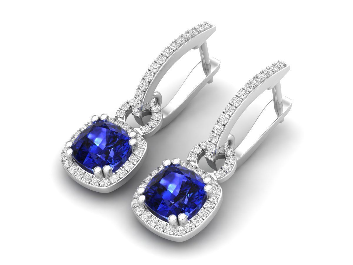 AV 319 Diamond Ladies Dangling Drop Earrings 3D print model_4