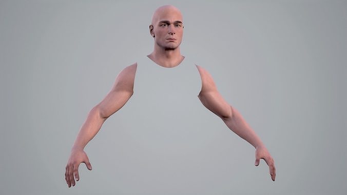 Male Head and Two Arms 01 Low-poly 3D model