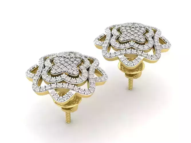 AV 320 Ladies Cluster Flower Micro Pave Stud Earrings