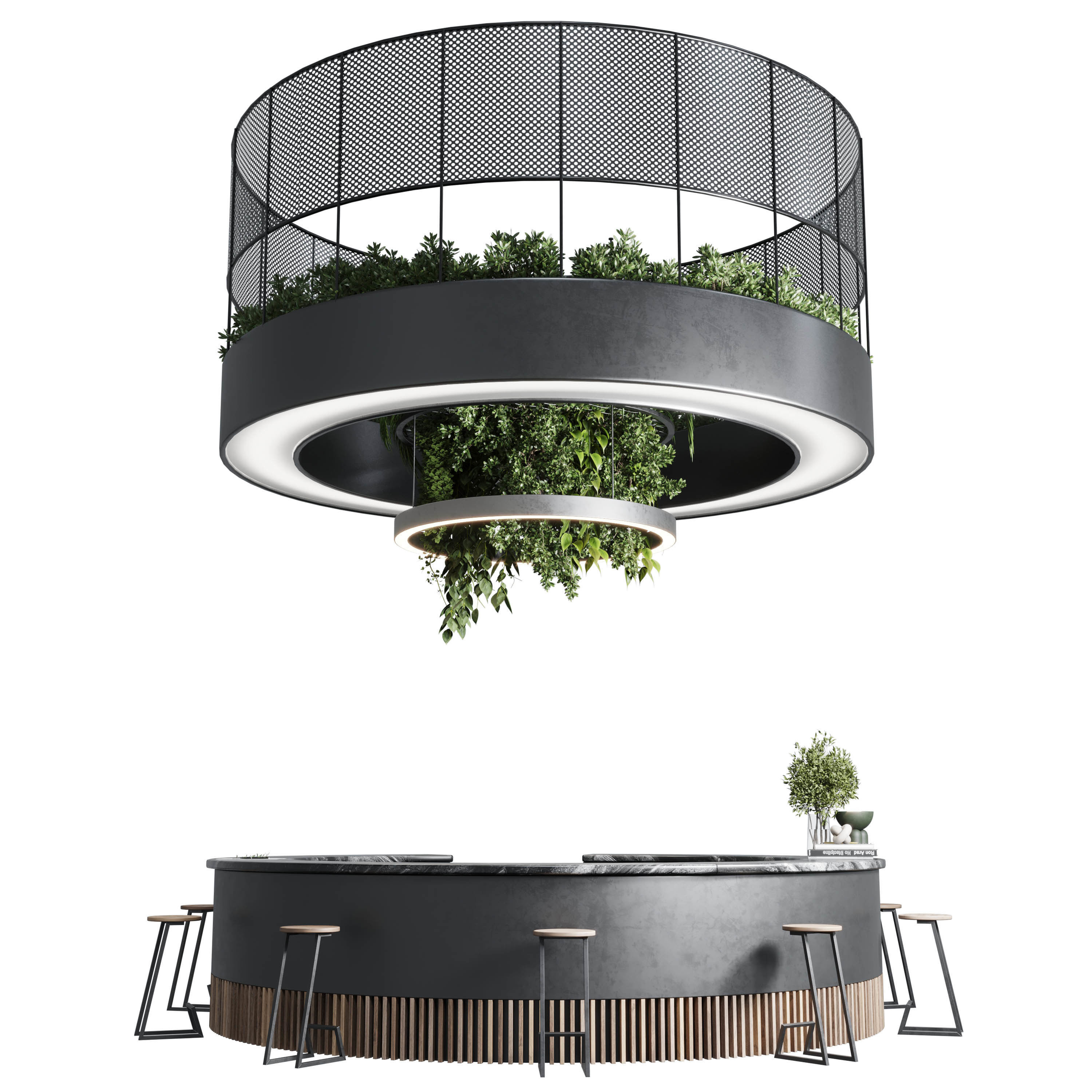 Reception Desk for Restaurant and Caffe set Low-poly 3D model_2