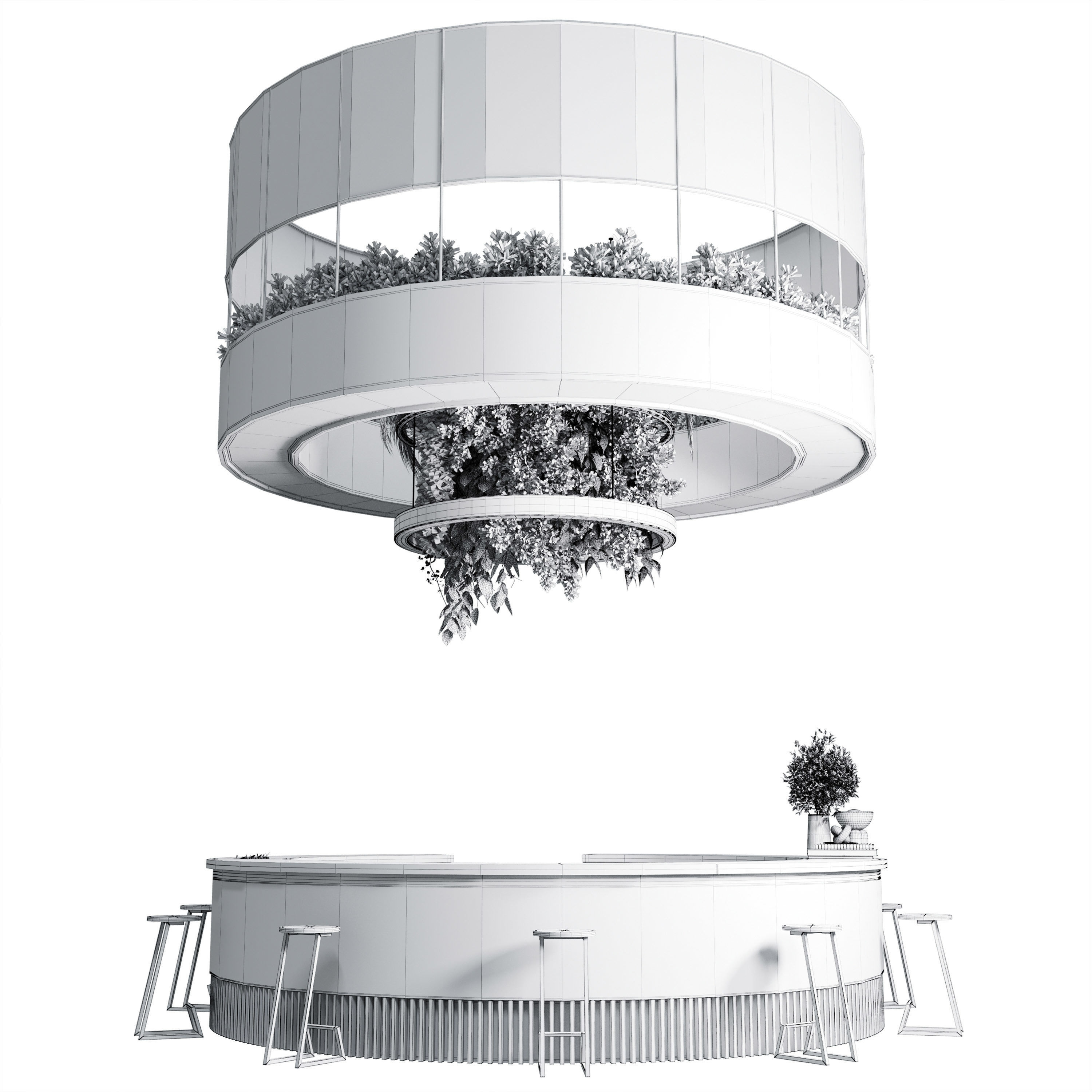 Reception Desk for Restaurant and Caffe set Low-poly 3D model_6