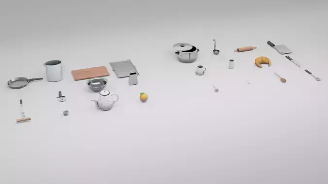 3D Kitchenware props collection in realistic hard surface style