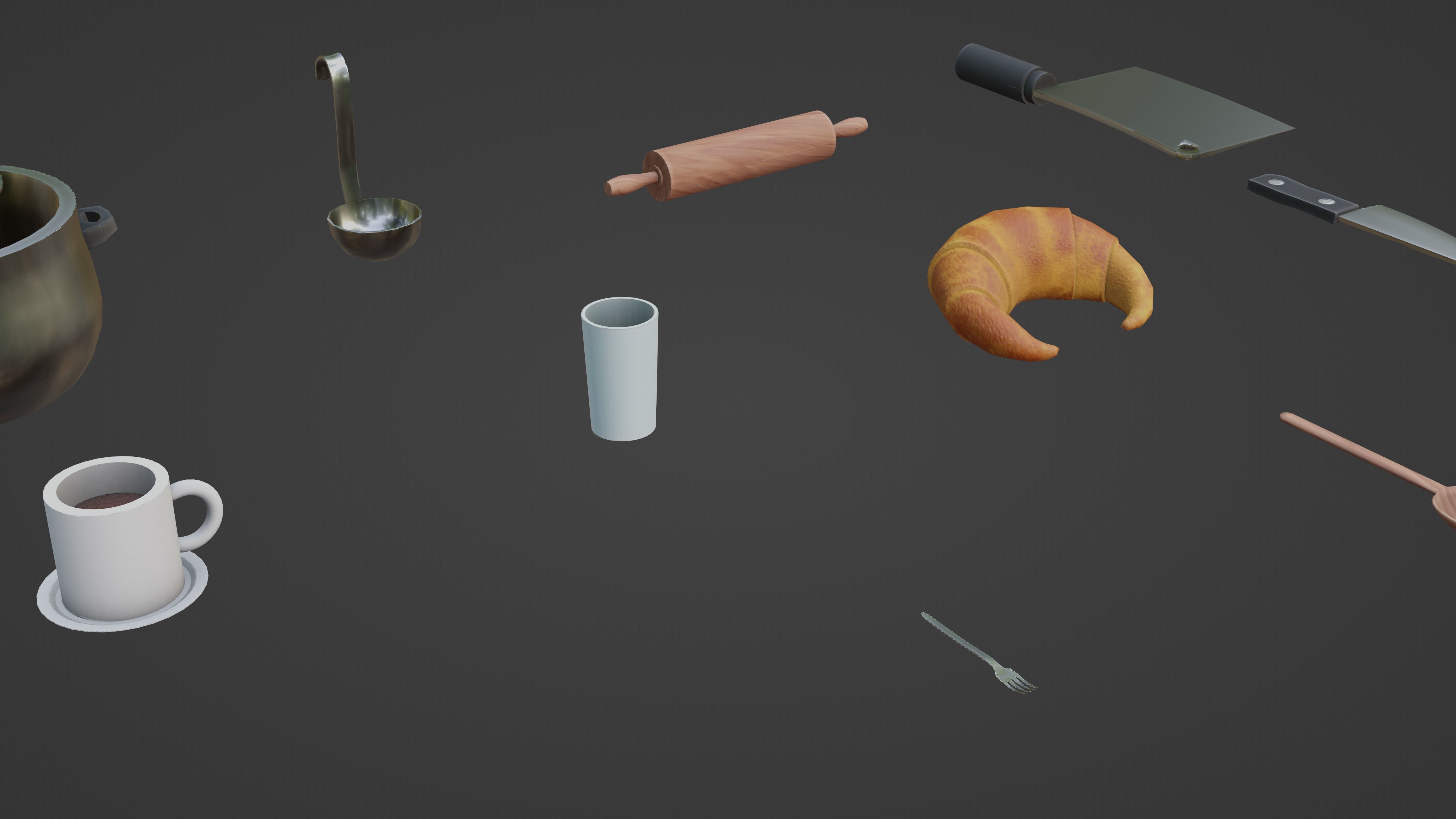 3D Kitchenware props collection in realistic hard surface style Low-poly 3D model_4