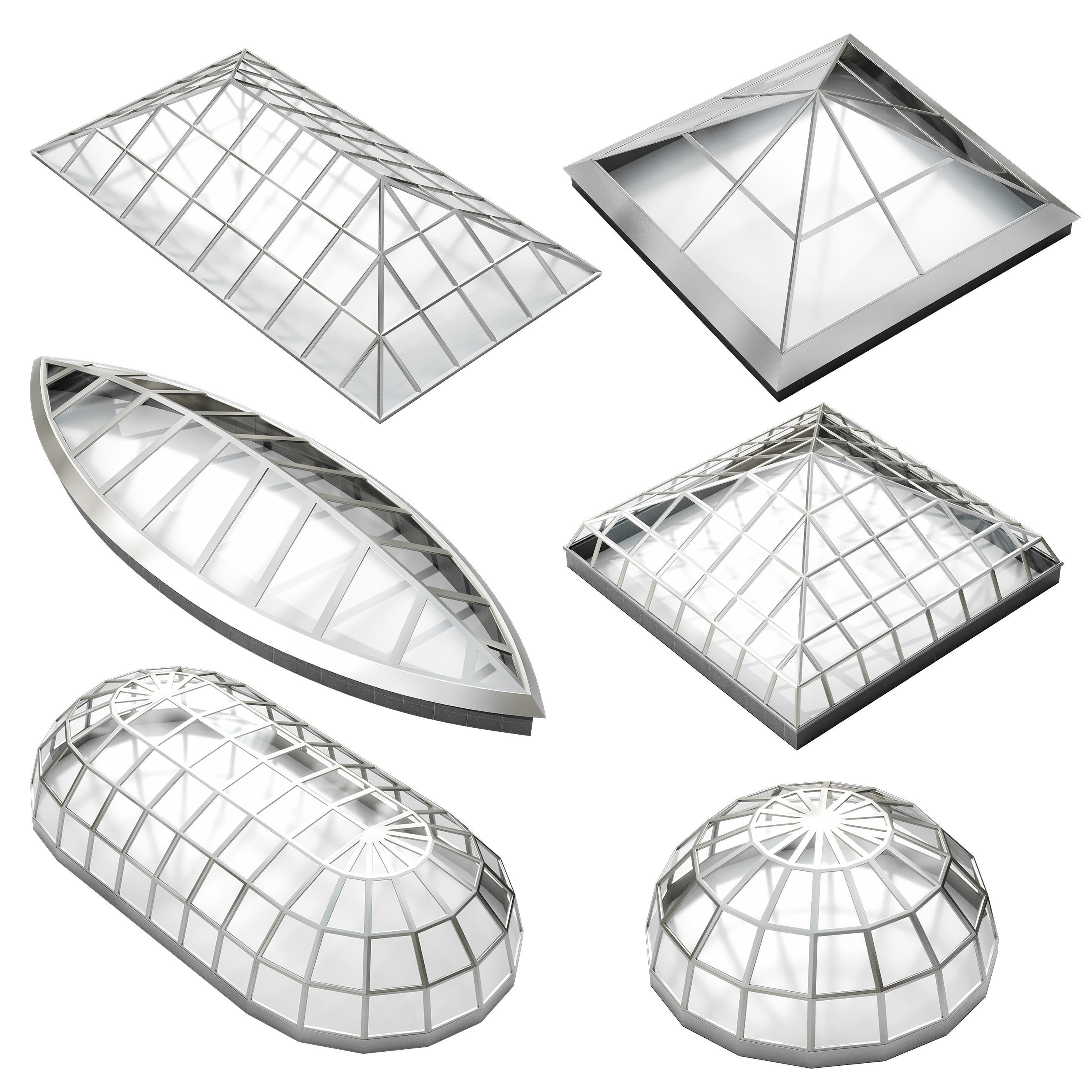 Clerestory glass roof domes 3D model_1