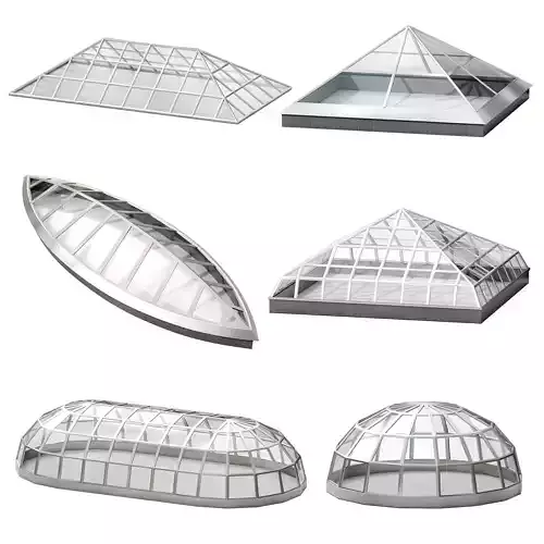 Clerestory glass roof domes 3D model