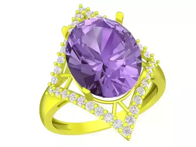 luxury korean diamond oval women ring 4488