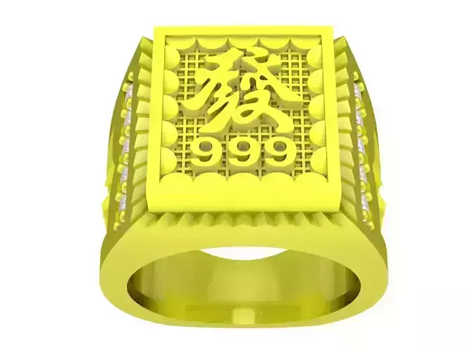 luxury fengshui lucky chinese 999 diamond men ring 4490