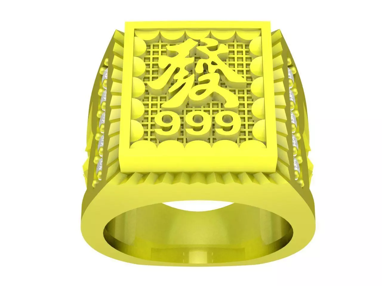 Luxury Chinese Lucky 999 Gold Signet Ring for Men 4490 3D print model