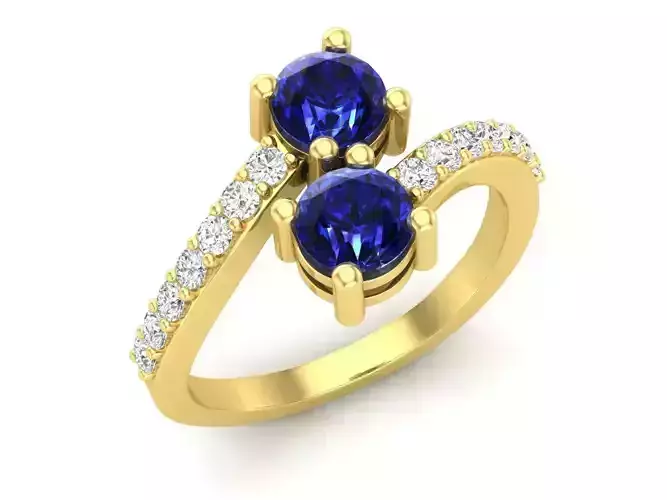 AV 328 Two Stone Bypass Style Bridal Engagement Ringv