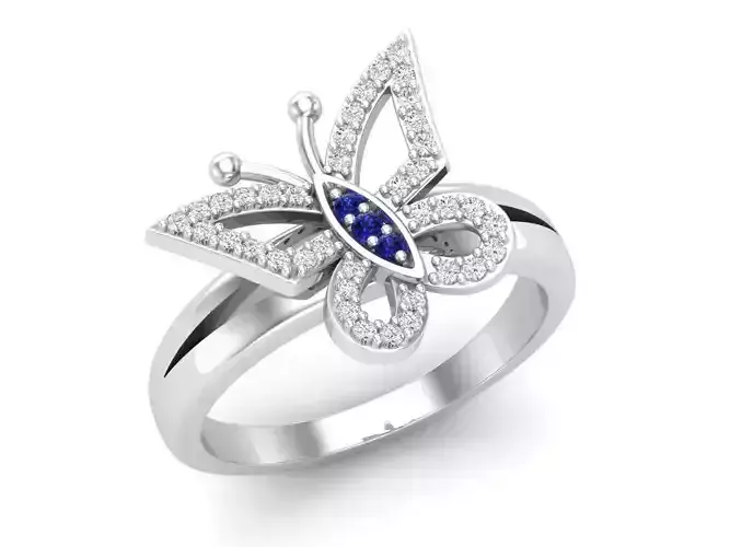 AV 3229 Diamond Cocktail Right Hand Butterfly Ring