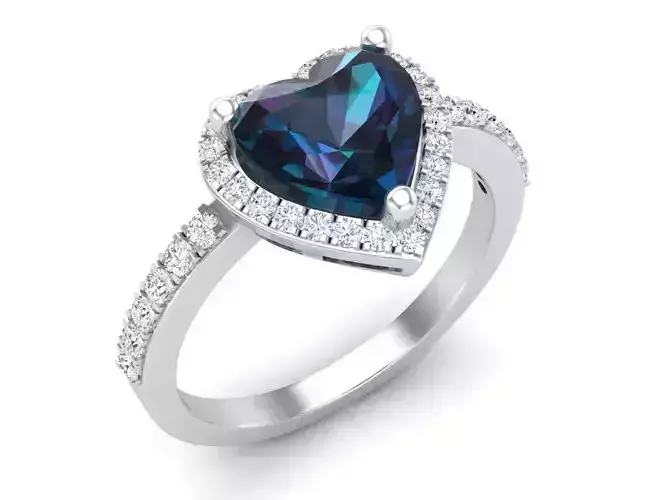 AV 331 Heart Cut and Round Diamond Ladies Engagement Ring