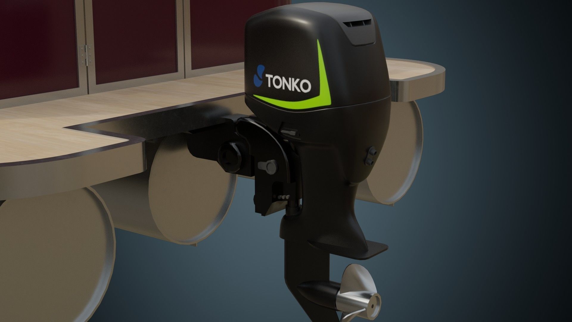 Pontoon Boat 1A Low-poly 3D model_9