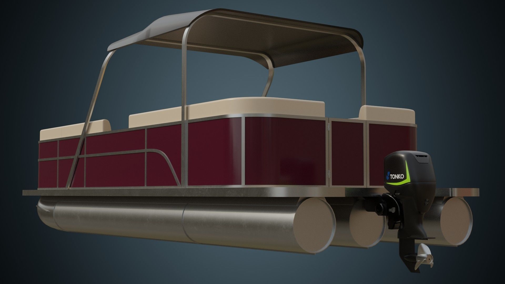 Pontoon Boat 1A Low-poly 3D model_6