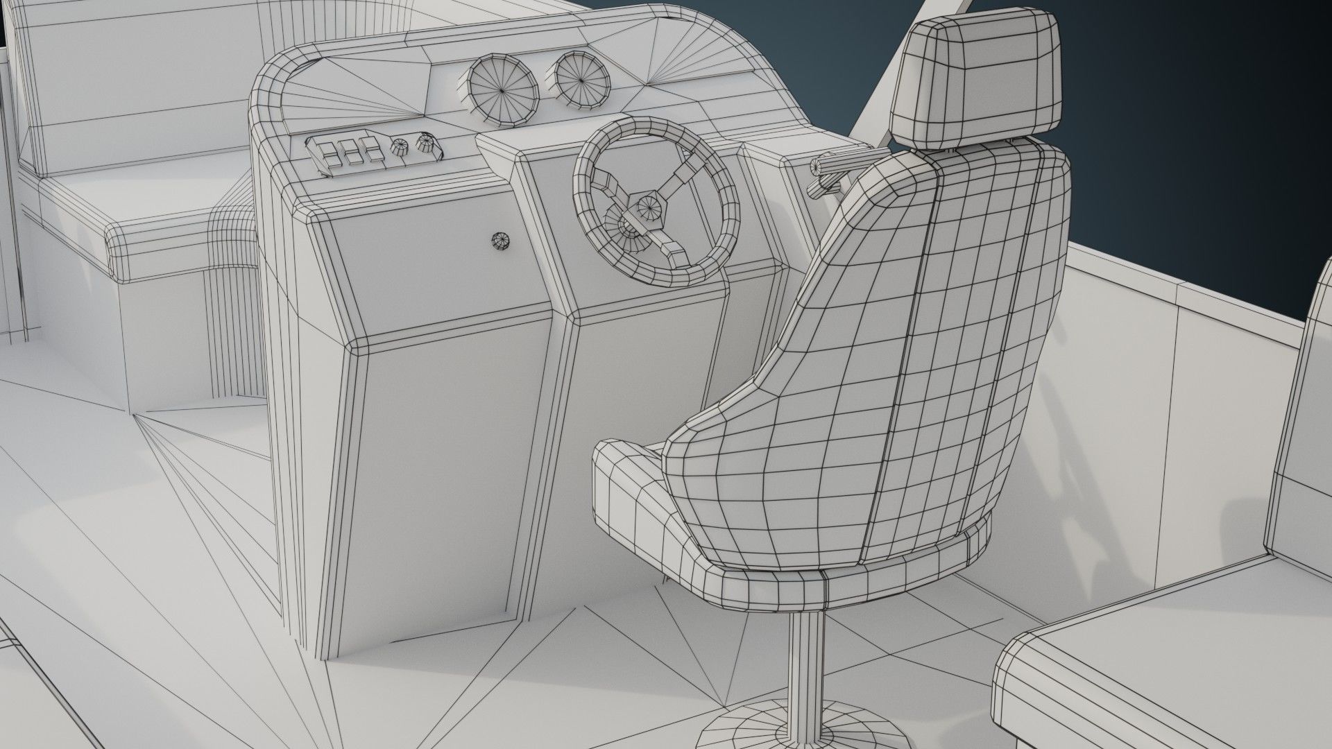 Pontoon Boat 1A Low-poly 3D model_11