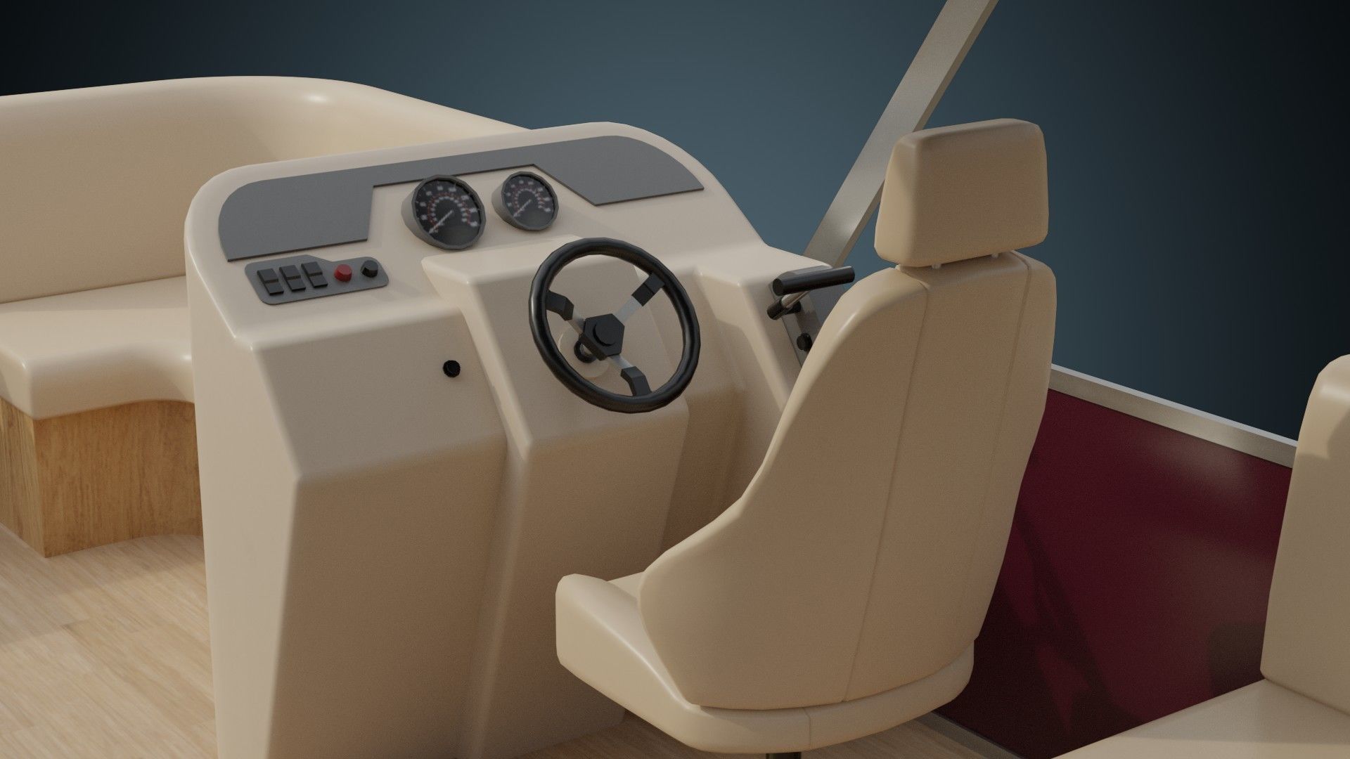 Pontoon Boat 1A Low-poly 3D model_8