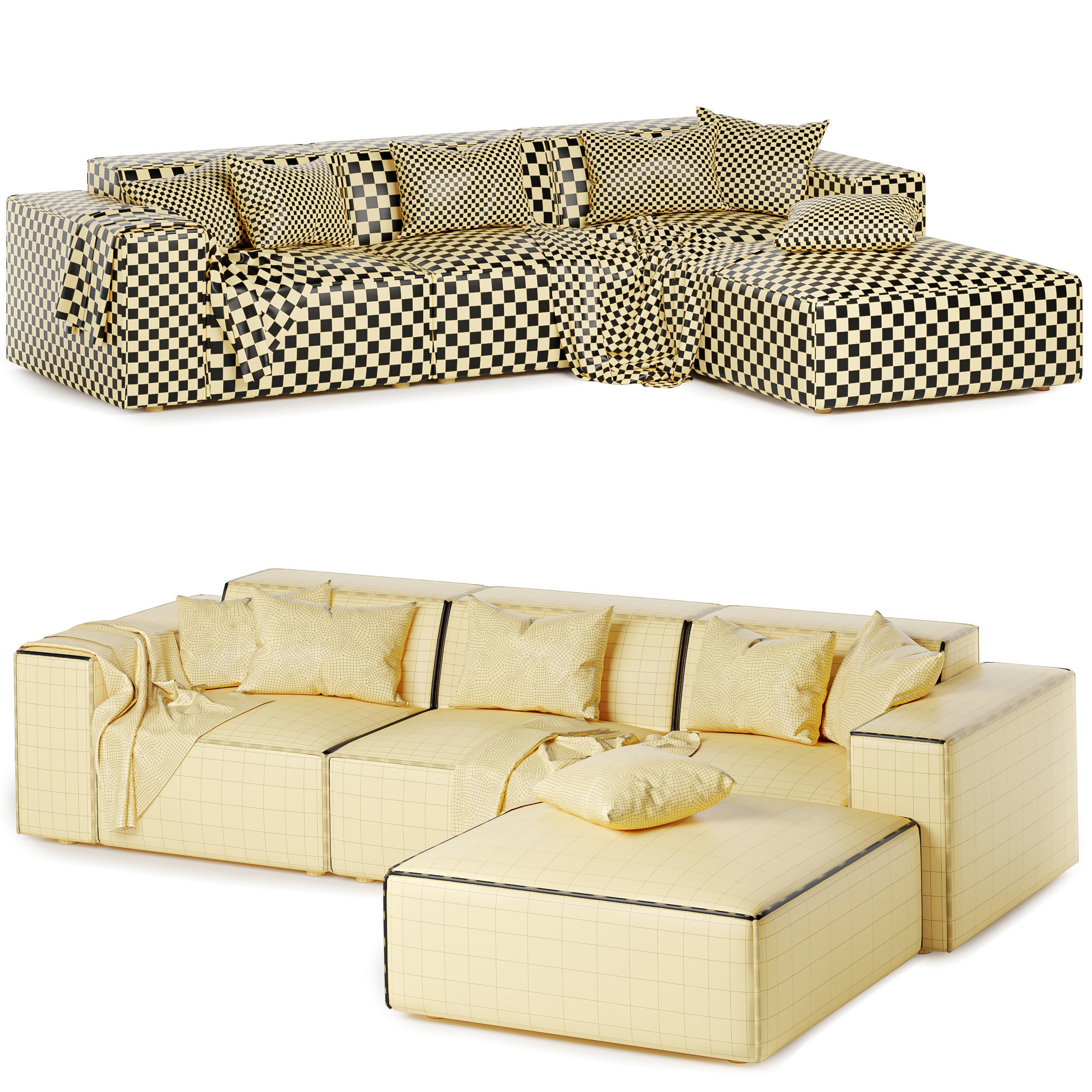 Jain 4 Piece Upholstered Sectional 3D model_7