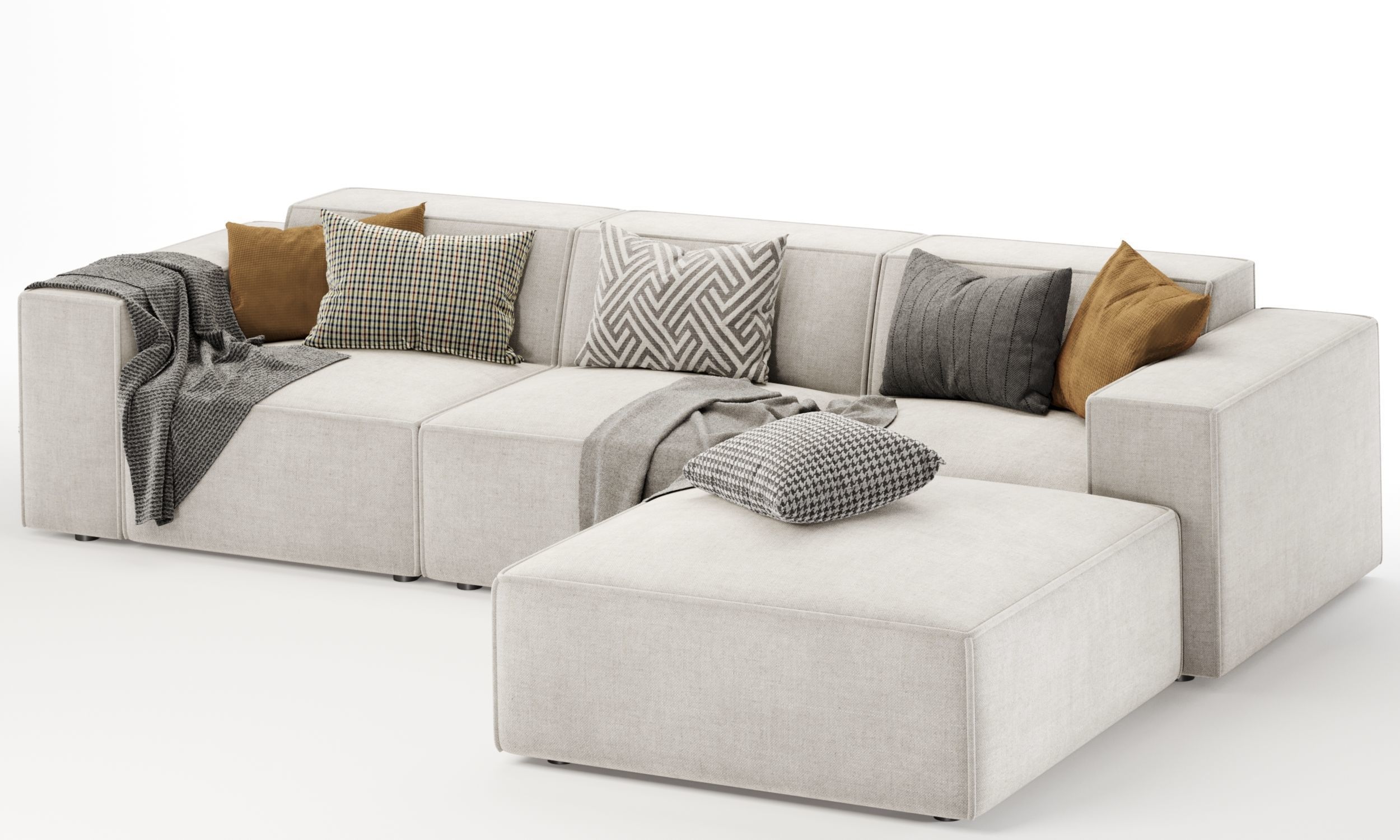 Jain 4 Piece Upholstered Sectional 3D model_3