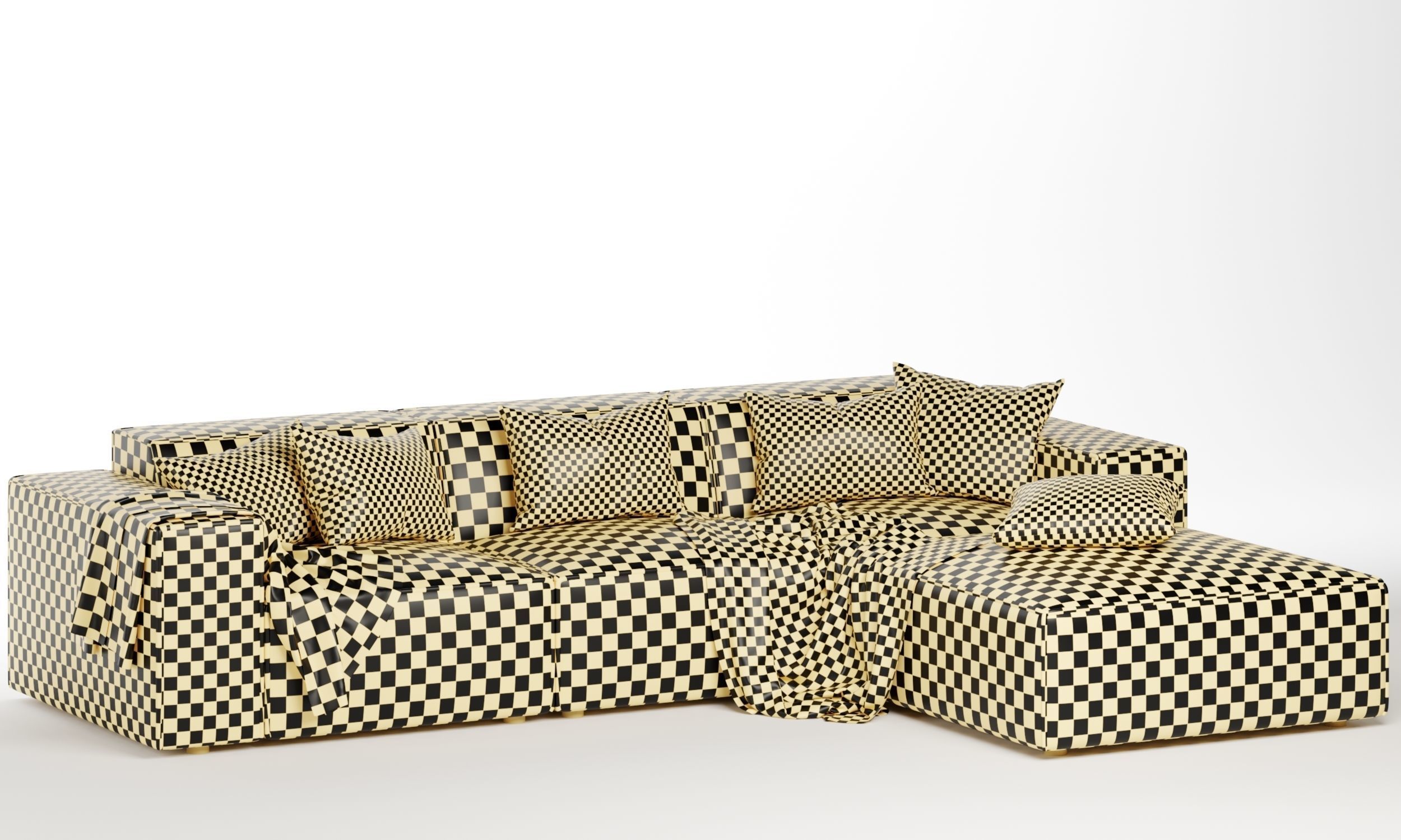 Jain 4 Piece Upholstered Sectional 3D model_5