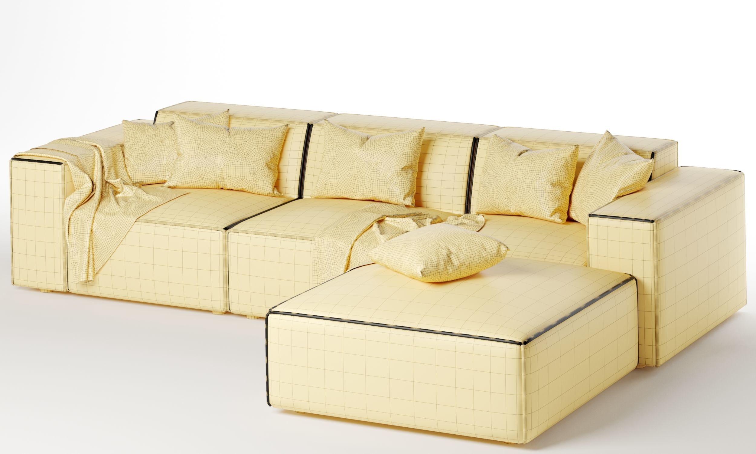 Jain 4 Piece Upholstered Sectional 3D model_6
