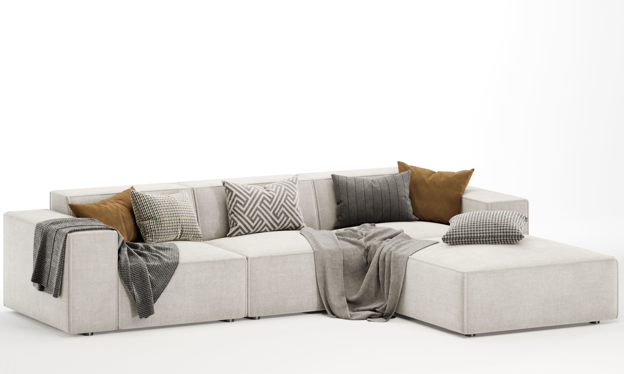 Jain 4 Piece Upholstered Sectional 3D model_2