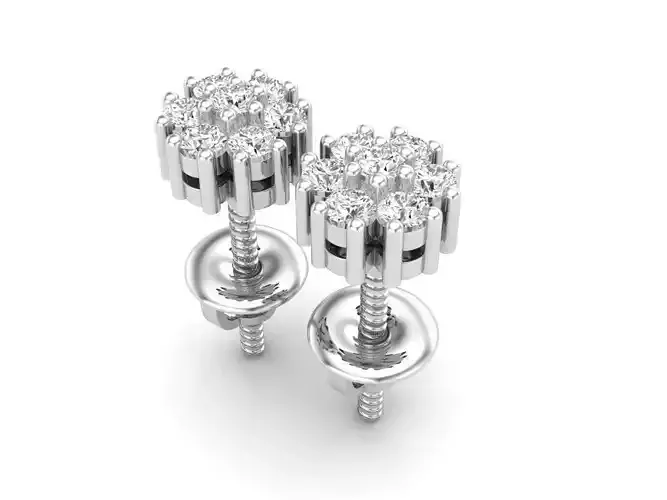 AV 333 Diamond Cluster Flower Stud Earrings