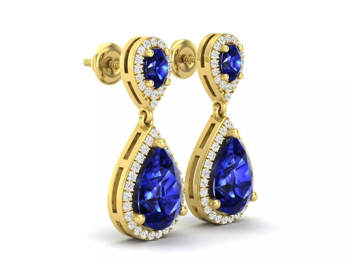 AV 336 Pear and ovel Ladies Vintage Dangling Drop Earrings 3D print model