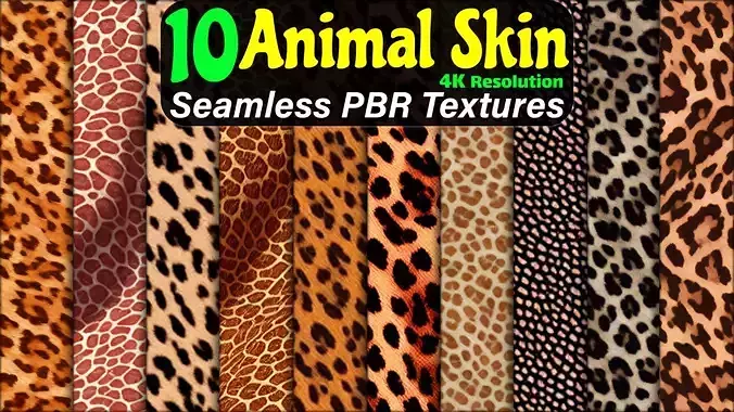 10 Animal Skin Seamless PBR Texture - 4K resolution - Vol 1 Texture