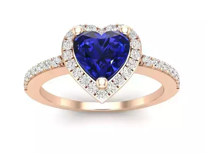 AV 339 Heart and Round Diamond Bridal Engagement Ring